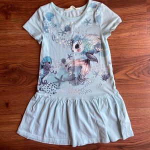 H&M girls short sleeve blue fish casual dress 5/6